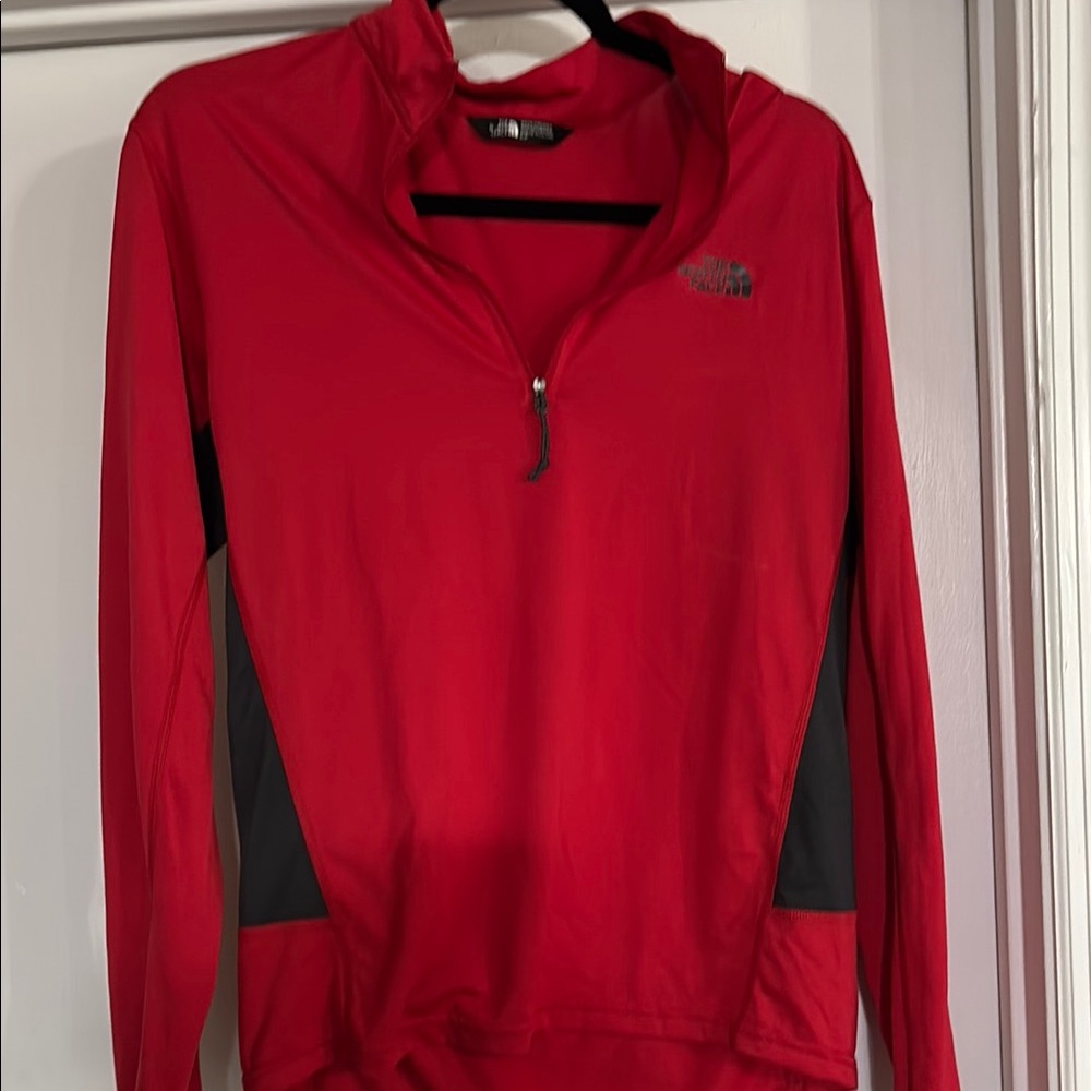 The North Face Red and Black Half-Zip Pullover